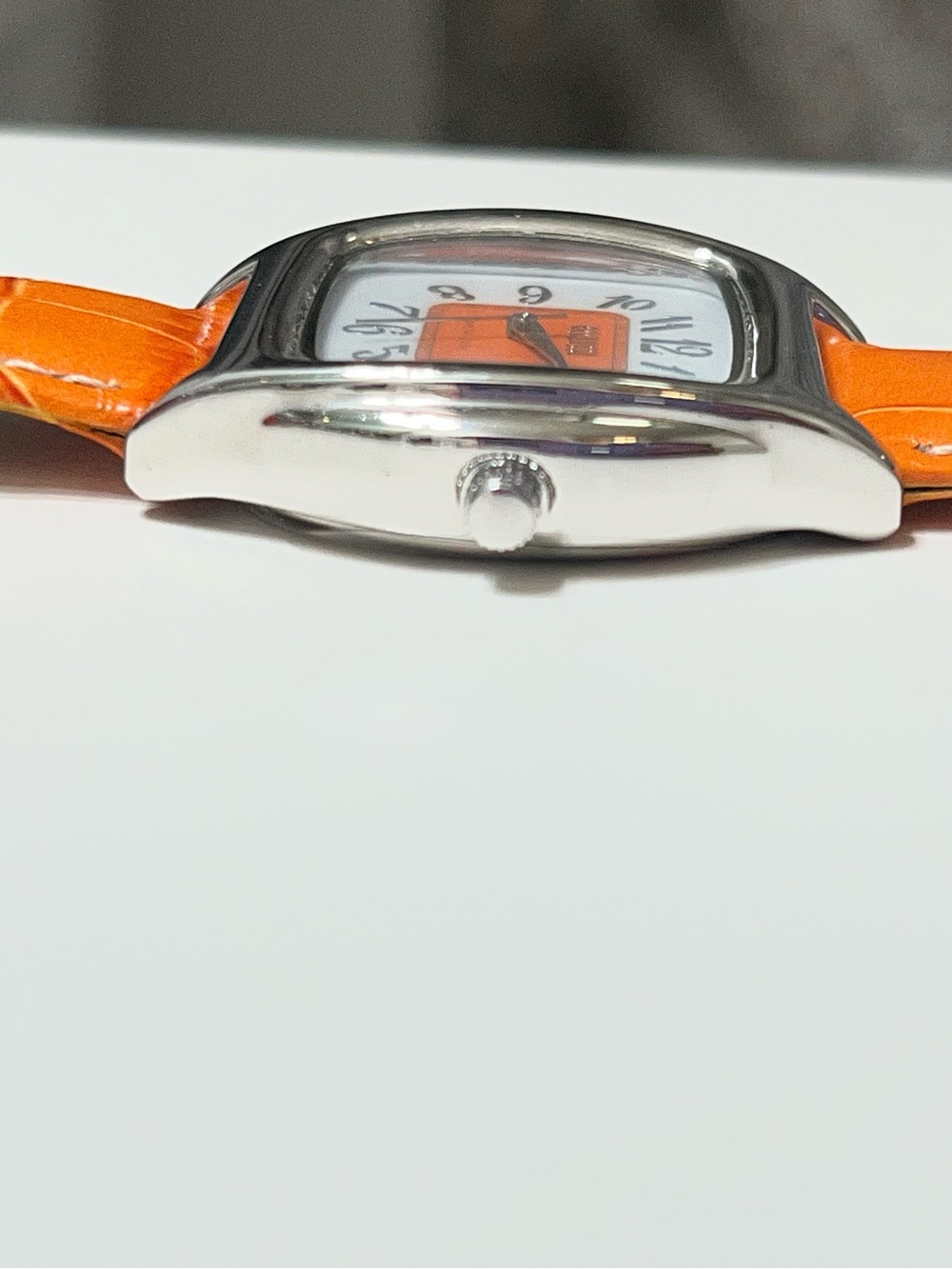 ECCLISSI STERLING SILVER QUARTZ Watch W/ORIGINAL ORANGE BAND 22885- New Battery - Picture 7 of 8